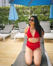 Hot Afreen Alvi in a Red Two Piece Bikini Swimsuit Photos 06