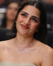Luminous Actress Rukmini Vasanth in a Ivory Strapless Sequined Dress Photos 01