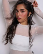 Luminous Actress Rukmini Vasanth in a White Mesh Top Photos 03 Luminous Actress Rukmini Vasanth in a White Mesh Top Photos 03