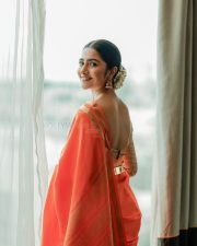 Radiant Actress Rukhmini Vasanth in a Orange Silk Saree Photos 02 Radiant Actress Rukhmini Vasanth in a Orange Silk Saree Photos 02