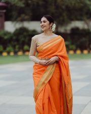 Radiant Actress Rukhmini Vasanth in a Orange Silk Saree Photos 05 Radiant Actress Rukhmini Vasanth in a Orange Silk Saree Photos 05