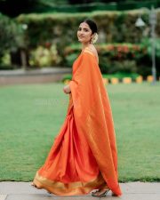 Radiant Actress Rukhmini Vasanth in a Orange Silk Saree Photos 06 Radiant Actress Rukhmini Vasanth in a Orange Silk Saree Photos 06