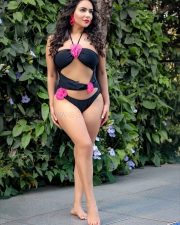 Sexy Aanchal Munjal in a Black Cut Out Floral Monokini Photos 05 Sexy Aanchal Munjal in a Black Cut Out Floral Monokini Photos 05