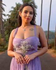 Sexy Aanchal Munjal in a Lavender Bustier Dress Photos 01