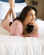 Sexy Television Actress Aanchal Munjal in a Pink Ruched Bodycon Mini Dress Photos 05