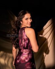 Sophisticated Actress Rukmini Vasanth in a Purple Floral Abstract Gown Photos 01