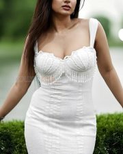 Actress Pragya Nagra in a White Lace Bodycon Dress Photos 02