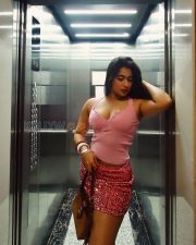 Alluring Actress Nikita Sharma in a Pink Ribbed Tank Top Sequin Mini Skirt Photos 09