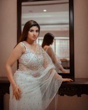 Baby and Baby Actress Pragya Nagra in a White Sheer Saree with Matching White Sleeveless Blouse Pictures 07
