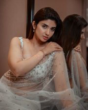 Baby and Baby Actress Pragya Nagra in a White Sheer Saree with Matching White Sleeveless Blouse Pictures 10