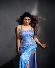 Beaming Actress Pragya Nagra in a Blue Sequin Spaghetti Strap Dress Photos 10