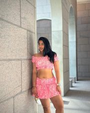 Beautiful Indian Beauty Nikita Sharma Navel in a Pink Mini Skirt and Crop Top Photos 02