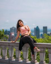 Beautiful Nikita Sharma in a Light Pink Sports Bra and Black Leggings Photos 04