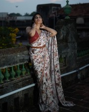 Beautiful Pragya Nagra in a Printed Saree Pictures 03