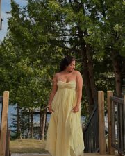 Chubby Beauty Nikita Sharma in a Pistachio Green Bodice Maxi Dress Photos 01