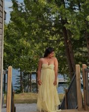 Chubby Beauty Nikita Sharma in a Pistachio Green Bodice Maxi Dress Photos 03