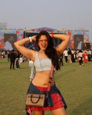 Dazzling TV Actress Nikita Sharma in a Light Denim Crop Top and Red Bandana Printed Maxi Skirt Pictures 01