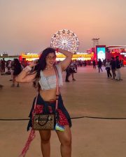 Dazzling TV Actress Nikita Sharma in a Light Denim Crop Top and Red Bandana Printed Maxi Skirt Pictures 03
