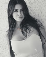 Elegant Actress Prakriti Pavani in a white off shoulder crop top with white sheer skirt photos 03