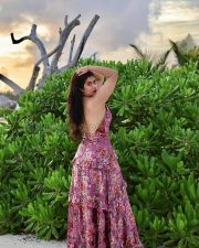 Enchanting Nikita Sharma Cleavage in a Purple Floral Halter Dress Photos 03 Enchanting Nikita Sharma Cleavage in a Purple Floral Halter Dress Photos 03