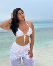 Glam Nikita Sharma in a White Bra and Transparent Pants at the Beachside Photos 04