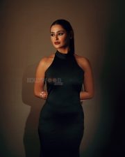 How Does it Feel Actress Prakriti Pavani in a Black Halter Neck Bodycon Maxi Dress Stills 02