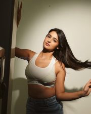 How Does it Feel Actress Prakriti Pavani in a White Calvin Klein Bralette with a Light Blue Jeans Photos 03