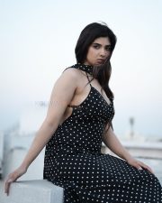 Hypnotic Actress Pragya Nagra in a Black And White Polka Dot Backless Maxi Dress Photos 02