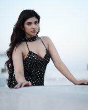 Hypnotic Actress Pragya Nagra in a Black And White Polka Dot Backless Maxi Dress Photos 08