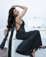 Hypnotic Actress Pragya Nagra in a Black And White Polka Dot Backless Maxi Dress Photos 10