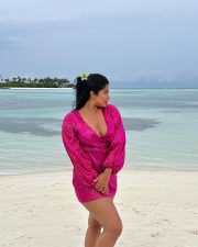 Indian Beauty Nikita Sharma in a Pink Mini Dress with Long Sleeves Pictures 02
