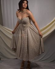 Irresistible Pragya Nagra Cleavage in a Beige Strapless Corset Dress Photos 03