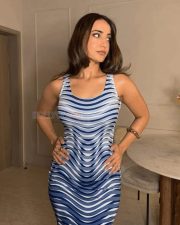 Ishq Vishk Rebound Actress Kusha Kapila in an Optic Blue Midi Printed Dress Photos 03