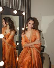 Ma Behen Heroine Triptii Dimri in a Burnt Orange Anarkali with a Sleeveless Deep Cleavage Bodice and Straight Fit Pants Pictures 07