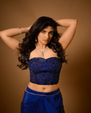 Mesmerizing Actress Pragya Nagra in a Cobalt Blue Embroidered Corset And Draped Skirt Photos 02