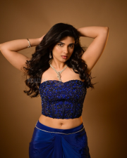 Mesmerizing Actress Pragya Nagra in a Cobalt Blue Embroidered Corset And Draped Skirt Photos 02