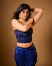 Mesmerizing Actress Pragya Nagra in a Cobalt Blue Embroidered Corset And Draped Skirt Photos 05