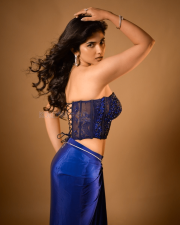 Mesmerizing Actress Pragya Nagra in a Cobalt Blue Embroidered Corset And Draped Skirt Photos 06
