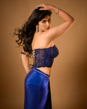 Mesmerizing Actress Pragya Nagra in a Cobalt Blue Embroidered Corset And Draped Skirt Photos 06