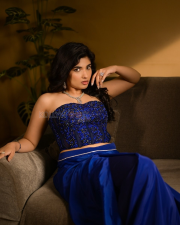 Mesmerizing Actress Pragya Nagra in a Cobalt Blue Embroidered Corset And Draped Skirt Photos 07