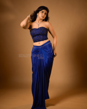 Mesmerizing Actress Pragya Nagra in a Cobalt Blue Embroidered Corset And Draped Skirt Photos 09