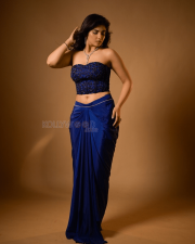 Mesmerizing Actress Pragya Nagra in a Cobalt Blue Embroidered Corset And Draped Skirt Photos 10