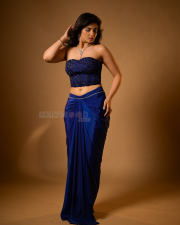 Mesmerizing Actress Pragya Nagra in a Cobalt Blue Embroidered Corset And Draped Skirt Photos 10