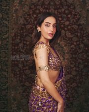 Regal Kusha Kapila Cleavage in a Purple Bandhani Saree Photos 06 Regal Kusha Kapila Cleavage in a Purple Bandhani Saree Photos 06