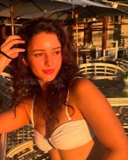 Romantic Tripti Dimri in a White Bikini Top with a Light Blue Mini Skirt Vacation Photos 08