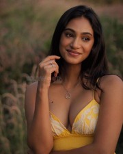 Sexy Anukreethy Vas in a Floral Yellow Babydoll Dress Pictures 02
