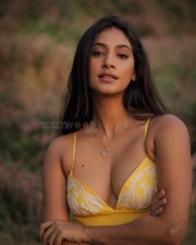Sexy Anukreethy Vas in a Floral Yellow Babydoll Dress Pictures 06