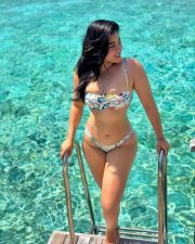 Spicy Hot Actress Nikita Sharma in a Bold Printed Two Piece Bikini Photos 01