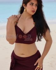 Striking Actress Nikita Sharma in a Maroon Beach Bikini Set Photos 02