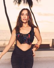 Stunning Kusha Kapila in a Black Skirt and Bralette Crop Top Pictures 03